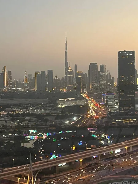 Dubai Zjednoczone Emiraty Arabskie Feb Widok Drapaczy Chmur Sheikh Zayed — Zdjęcie stockowe
