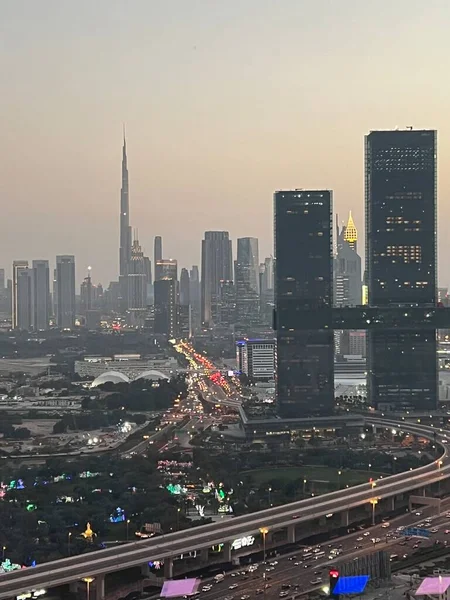 Dubai Uae Feb Вид Хмарочосів Шейх Заєд Роуд Оглядової Палуби — стокове фото