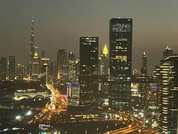 Dubai Uae Feb Вид Хмарочосів Шейх Заєд Роуд Оглядової Палуби — стокове фото