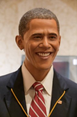 28 Mayıs 2023 'te Ontario, Kanada' daki Niagara Şelalesi 'ndeki Clifton Hill' deki Louis Tussauds Balmumu Fabrikasında Barack Obama heykeli görüldü..