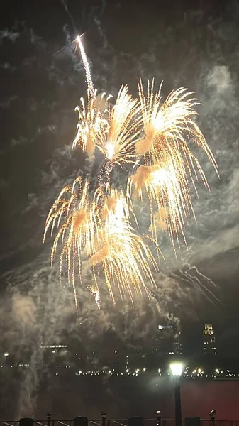 Niagara Falls May Fireworks Niagara Falls Usa Canada Seen May — Stock Photo, Image