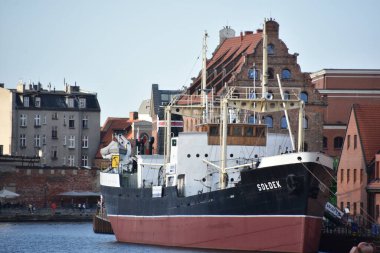 GDANSK, POLAND - 21 AUG: SS Soldek 21 Ağustos 2019 'da Polonya' nın Gdansk kentindeki Ulusal Denizcilik Müzesi 'nde görüldü..