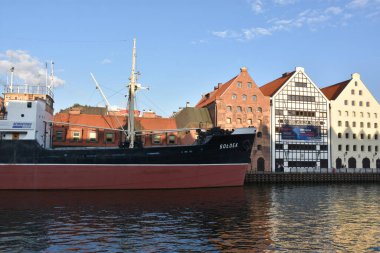 GDANSK, POLAND - 21 AUG: SS Soldek 21 Ağustos 2019 'da Polonya' nın Gdansk kentindeki Ulusal Denizcilik Müzesi 'nde görüldü..