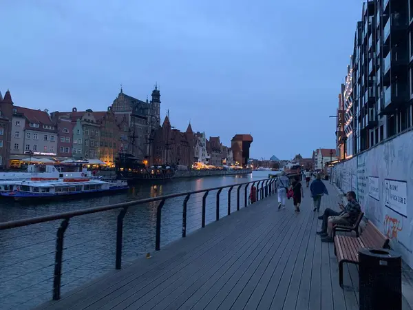 Gdansk Polska Sierpnia Kanał Stare Miasto Gdańsku Jak Widać Sierpnia — Zdjęcie stockowe