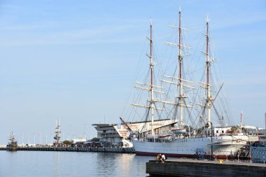 GDYNIA, POLAND - 23 AUG: Dar Pomorza (Pomerania 'nın hediyesi) Gdynia, Polonya' da gemi, 23 Ağustos 2019.