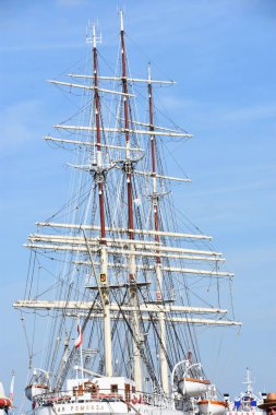 GDYNIA, POLAND - 23 AUG: Dar Pomorza (Pomerania 'nın hediyesi) Gdynia, Polonya' da gemi, 23 Ağustos 2019.
