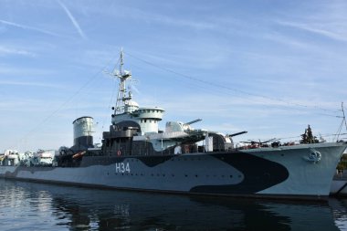 GDYNIA, POLAND - 23 AUG: ORP Blyskawica (H34) Gdynia, Polonya 'daki Şimşek Gemisi Müzesi, 23 Ağustos 2019.