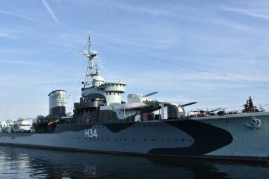 GDYNIA, POLAND - 23 AUG: ORP Blyskawica (H34) Gdynia, Polonya 'daki Şimşek Gemisi Müzesi, 23 Ağustos 2019.