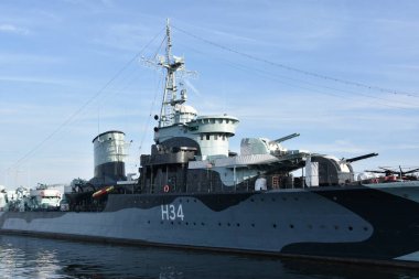 GDYNIA, POLAND - 23 AUG: ORP Blyskawica (H34) Gdynia, Polonya 'daki Şimşek Gemisi Müzesi, 23 Ağustos 2019.