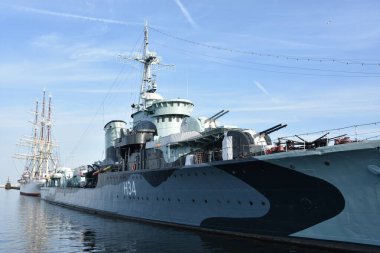 GDYNIA, POLAND - 23 AUG: ORP Blyskawica (H34) Gdynia, Polonya 'daki Şimşek Gemisi Müzesi, 23 Ağustos 2019.