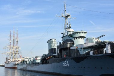 GDYNIA, POLAND - 23 AUG: ORP Blyskawica (H34) Gdynia, Polonya 'daki Şimşek Gemisi Müzesi, 23 Ağustos 2019.