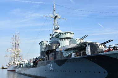 GDYNIA, POLAND - 23 AUG: ORP Blyskawica (H34) Gdynia, Polonya 'daki Şimşek Gemisi Müzesi, 23 Ağustos 2019.