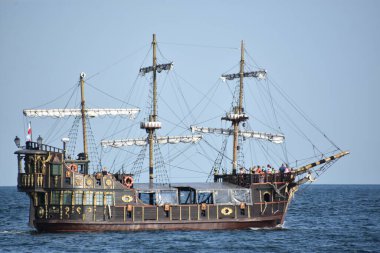 GDYNIA, POLAND - 23 AUG: Polonya, Gdynia 'da Korsan gemisi, 23 Ağustos 2019' da görüldüğü gibi.