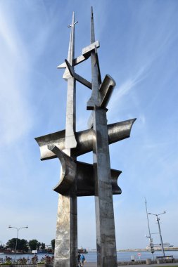 GDYNIA, POLAND - 23 Ağustos 2019 'da Polonya' nın Gdynia şehrinde görülen Pomnik Zagle Anıtı.