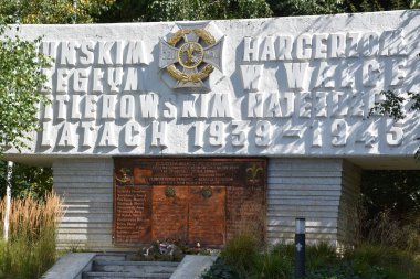 GDYNIA, POLAND - 23 AUG: Polonya 'nın Gdynia kentindeki Katolik Meryem Kilisesi, 23 Ağustos 2019' da görüldüğü üzere, Polonya Kraliçesi..