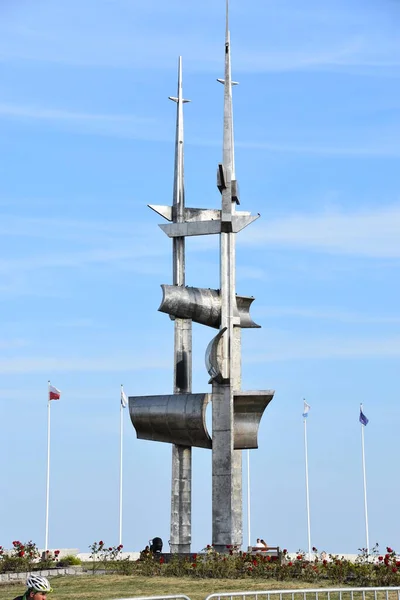 Gdynia Poland Aug Pomnik Zagle Sails Monument Gdynia Poland Seen — Stock Photo, Image