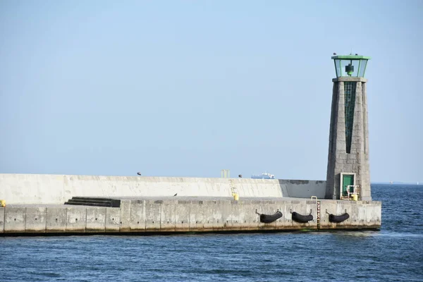 Gdynien Polen Aug Leuchtturm Hafen Von Gdynia Polen Gesehen August — Stockfoto