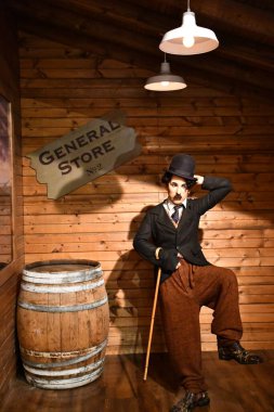 Charlie Chaplin heykeli, 12 Nisan 2022 'de Tennessee' deki Hollywood Balmumu Müzesi 'nde görüldü..