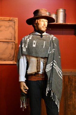 Clint Eastwood heykeli, 12 Nisan 2022 'de Tennessee' deki Hollywood Balmumu Müzesi 'nde görüldü..