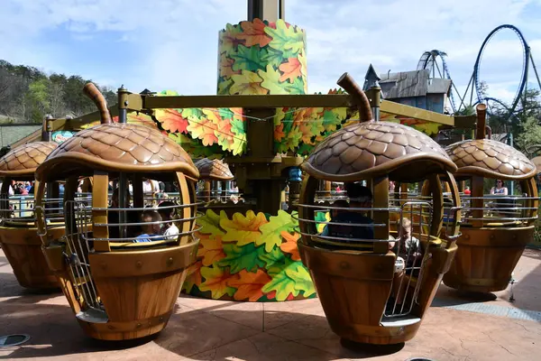 SEVIERVILLE TN - 13 Nisan 2022 'de Sevierville, Tennessee' deki Dollywood Tema Parkı 'ndaki Treetop Kulesi.