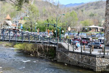 GATLINBURG TN - 11 Nisan 2022 'de görüldüğü üzere Tennessee, Gatlinburg şehir merkezi.