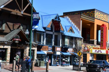 GATLINBURG TN - 11 Nisan 2022 'de görüldüğü üzere Tennessee, Gatlinburg şehir merkezi.