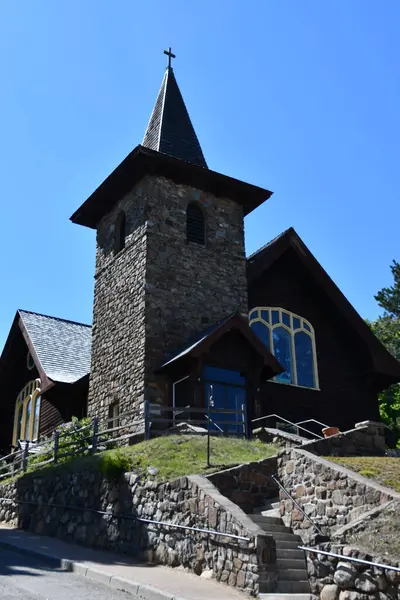 Lake Placid May Adirondack Community Church Lake Placid Upstate New Stock Photo