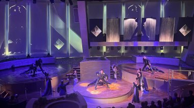 SEATTLE, WA - AUG 21: Starwater show aboard the Royal Caribbean Quantum of the Seas cruise ship sailed from Seattle, Washington, as seen on Aug 21, 2023.