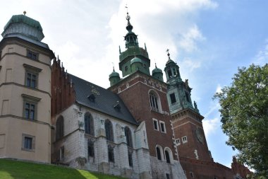 KRAKOW, POLAND - 13 AUG Wawel Katedrali, Krakow, Polonya, 13 Ağustos 2019 'da görüldüğü gibi.