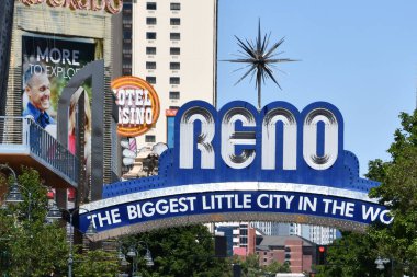 RENO NV - 16 AUG: 16 Ağustos 2023 'te Reno, Nevada' daki Dünya İşaretindeki En Büyük Küçük Şehir.