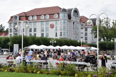 SOPOT, POLAND - 18 Ağustos 2019 'da Polonya' daki Sheraton Sopot Oteli.