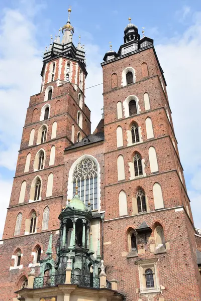 Krakow Poland Aug Sankt Maria Basilikan Krakow Polen Sedd Den Stockbild