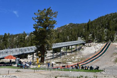 Güney Gölü TAHOE CA - 15 Ağustos 2023 'te Güney Tahoe, Kaliforniya' daki Heavenly Ski Resort 'ta tüp..