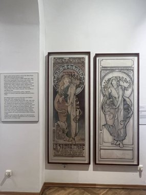 PRAG, CZECH CUBLIC - 8 Temmuz 2022 'de Çek Cumhuriyeti' nin Prag kentinde Mucha Müzesi.