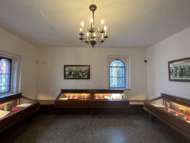 PRAG, CZECH Cumhuriyet - 7 Temmuz 2022 'de Çek Cumhuriyeti Prag' daki Yahudi Seremoni Salonu.