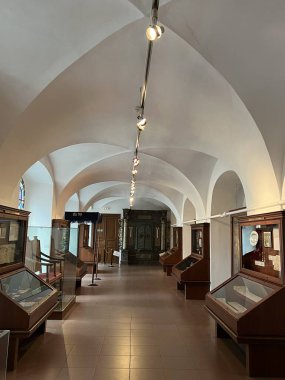 PRAG, CZECH Cumhuriyet - 7 Temmuz 2022 'de Çek Cumhuriyeti' nin Prag kentinde görülen Klausen Sinagogu.