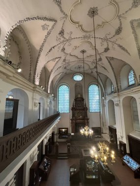 PRAG, CZECH Cumhuriyet - 7 Temmuz 2022 'de Çek Cumhuriyeti' nin Prag kentinde görülen Klausen Sinagogu.