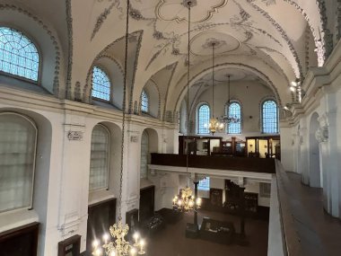 PRAG, CZECH Cumhuriyet - 7 Temmuz 2022 'de Çek Cumhuriyeti' nin Prag kentinde görülen Klausen Sinagogu.