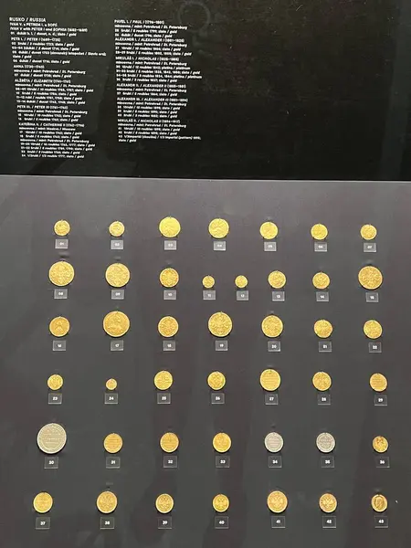 PRAG, CZECH REPUBLIC - 7 Temmuz 2022 'de Çek Cumhuriyeti' nin Prag kentindeki Ulusal Müzede Numismatic Collection.