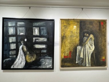 MUMBAI, INDIA - 21 Şubat 2024 'te Hindistan' ın Mumbai kentindeki Jehangir Sanat Galerisinde sergi.