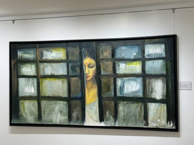 MUMBAI, INDIA - 21 Şubat 2024 'te Hindistan' ın Mumbai kentindeki Jehangir Sanat Galerisinde sergi.