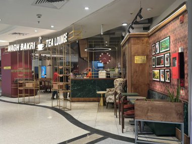 MUMBAI, INDIA - FEB 23: Wagh Bakri Tea Lounge store at Phoenix Marketcity Mall in the Kurla area of Mumbai, India, as seen on Feb 23, 2024. clipart