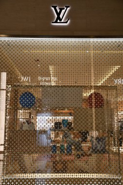 MUMBAI, INDIA - FEB 24: Louis Vuitton store at Jio World Plaza shopping mall in Mumbai, India, as seen on Feb 24, 2024. clipart