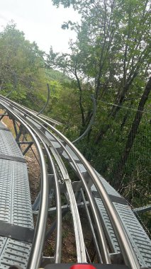 BRANSON, MO - 6 Temmuz 2023 'te Branson, Missouri' deki Shepherds Macera Parkı 'nda görülen Bakırbaş Dağ Altlığı.