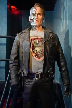 10 Temmuz 2023 'te Branson, Missouri' deki Hollywood Balmumu Müzesi 'nde Arnold Schwarzenegger balmumu heykeli görüldü..
