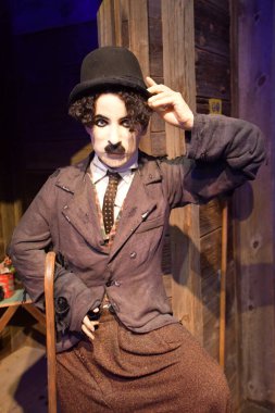 Branson, Missouri 'deki Hollywood Balmumu Müzesi' nde 10 Temmuz 2023 'te görülen Charlie Chaplin balmumu heykeli..