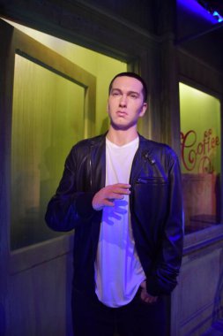 BRANSON, MO - JUL 10: Eminem wax statue at Hollywood Wax Museum in Branson, Missouri, as seen on July 10, 2023.