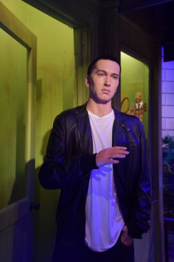 BRANSON, MO - JUL 10: Eminem wax statue at Hollywood Wax Museum in Branson, Missouri, as seen on July 10, 2023.