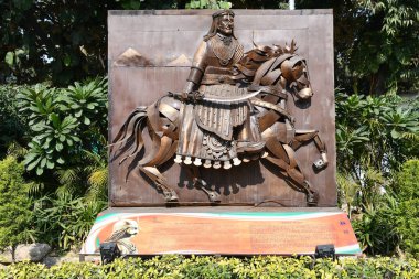 DELHI, INDIA - 18 Şubat 2024: Maharaja Chhatrasal heykel Delhi, Hindistan 'da Shaheedi Park' ta görüldüğü gibi.