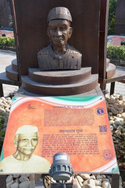 DELHI, INDIA - FEB 18: Shyamlal Gupta sculpture at Shaheedi Park in Delhi, India, as seen on Feb 18, 2024. clipart